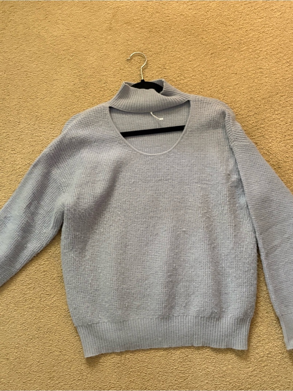 Light Gray Cutout Turtleneck Sweater - Women's Cozy Knit